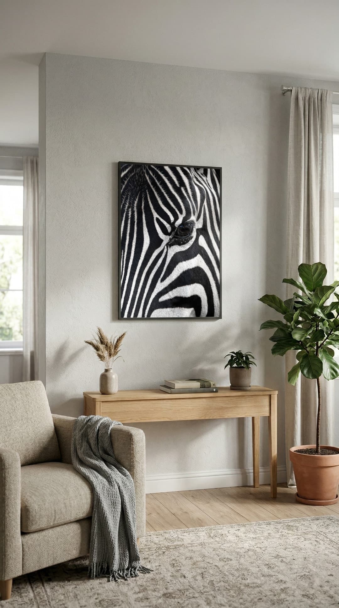 Mockup of framed print in a living room setting